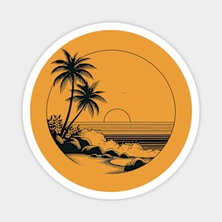 Sunset Beach Vibes Black Work Minimalist Magnet